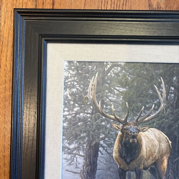 Elk Print Art Foggy Mountain by Bruce Miller Framed Numbered Signed 17.5"x 14.5" - Picture 4 of 11